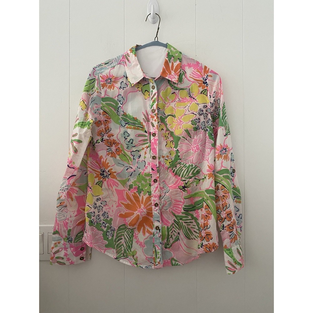 Lilly Pulitzer Target Nosey Posey Button Down Floral Pattern Size XS 100% Cotton